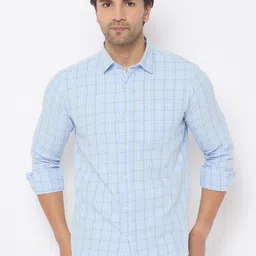 Duke Men Spread Collar Tartan Checked Cotton Slim Fit Casual Shirt-image-47