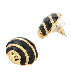 Estele Gold-Plated & Black Enamelled Circular Studs image 2