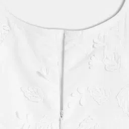 MINIKLUB White Cotton Half Sleeve Floral Embroidered Dress image 4