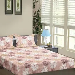 Trance Home Linen Pink & White Ethnic Motifs 180 TC King Bedsheet with 2 Pillow Covers-picture-24