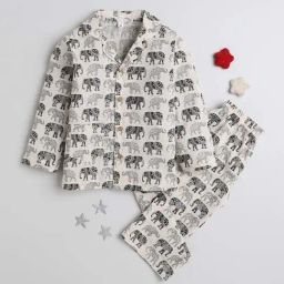 The Magic Wand Kids Black & White Cotton Printed Full Sleeves Shirt Set-picture-28