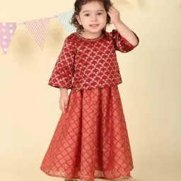 Fabindia Infant Girls Maroon Lehenga Choli Set-image-50