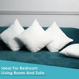 Aura White 3-Pcs Striped Microfiber Cushion Pillow Filler image 3