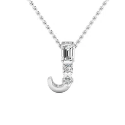 SHINE ETERNAL 18K White Gold J Alphabet Diamond Studded Pendant - 1.16g-image-16