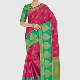 Mimosa Pink Zari Work Banarasi Saree With Blouse-image-48