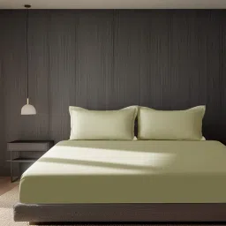 SANSAAR A D'DECOR BRAND LIVE CONSCIOUSLY Wheat Grass 1 Bedsheet with 2 Pillow Covers (King)-picture-23