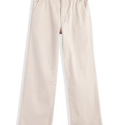 CAVIO Cotton Woven Solid Trousers With Belt - Cream-picture-23