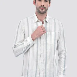 Numero Uno Men Spread Collar Vertical Striped Cotton Casual Shirt-picture-21