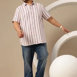 Sztori Plus Size Self Striped Spread Collar Tweed Shirt image 4