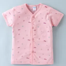 Tango Single Jersey Knit Half Sleeves Short Set Text & Star Print - Pink image 2