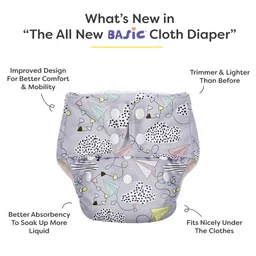 BASIC for Baby Reusable Cloth Diapers for Babies l Adjustable & Washable l 3M - 3Y l Rash Free Diaper - Airplane image 2