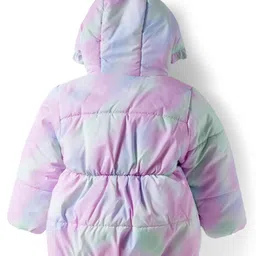 Babyoye Woven Full Sleeves Padded Hooded Jacket with Butterfly Patch Detailing - Lilac image 2