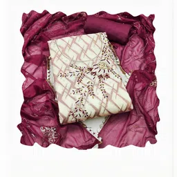 KALINI Multi Modal Cotton Banarasi Embroidery Dress Material With Dupatta image 5