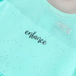 Enfance Cap Frill Sleeves Tiny Foil Dots Printed Layered Dress - Ferozi image 3