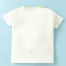 Little Darlings Interlock Knit Half Sleeves Shorts Night Suit with Polka Dots - Light Green & White image 3