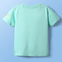 Babyoye Disney Single Jersey Knit Half Sleeves T-Shirt And Dungaree With Cap & Mickey Mouse Family Graphics - White & Light Blue image 3