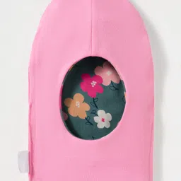 OHMS Single Jersey Knit Reversible Monkey Cap with Floral Print Pink - Diameter 12 cm image 4