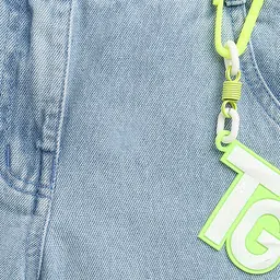 Tiny Girl Denim Mild Washed Jeans With Alphabets Keychain Set - Light Blue image 5