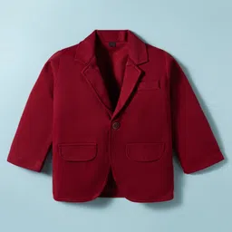 Robo Fry Cotton Woven Full Sleeves Solid Color Party T-Shirt & Trouser Set with Blazer Cap & Bow Applique - Maroon image 4