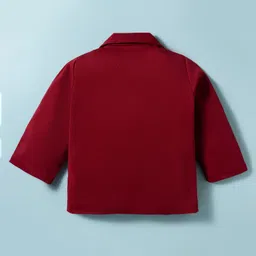 Robo Fry Cotton Woven Full Sleeves Solid Color Party T-Shirt & Trouser Set with Blazer Cap & Bow Applique - Maroon image 5