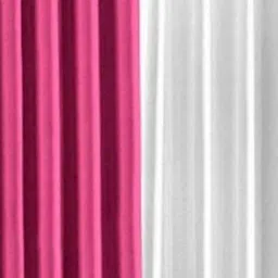 BELLA TRUE Pink & White 2 Pieces Window Curtains image 2