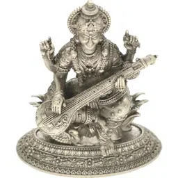 Sri Jagdamba Pearls 800 Silver Saraswati Devi Idol - 8 gm image 3