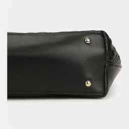 Carlton London Black Quilted Medium Tote Handbag image 3