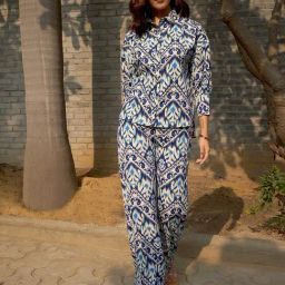Rare Navy & Beige Printed Co-Ord Set-picture-14