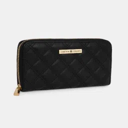 Carlton London Black Quilted Zip Around Wallet for Women image 3
