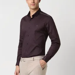 Peter England Purple Cotton Slim Fit Printed Shirt image 3