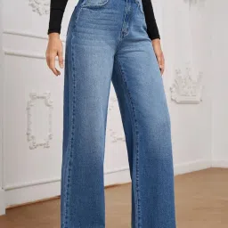 Kotty Blue Cotton Lycra Solid Jeans image 3