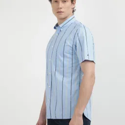 Tommy Hilfiger Blue Cotton Regular Fit Striped Shirt image 3