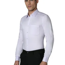 Louis Philippe Purple Cotton Slim Fit Self Pattern Shirt image 3