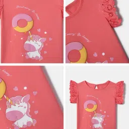 Nauti Nati Girls Pink Cotton Graphic Print Top image 5