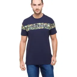 Giordano Navy Printed Round Neck T-Shirt-picture-34