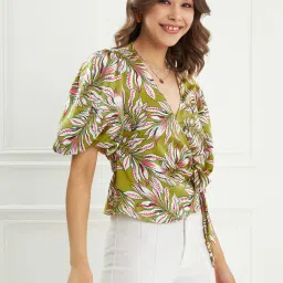 KASSUALLY Green Printed Top image 3