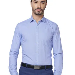 Park Avenue Blue Slim Fit Self Design Shirt-picture-11