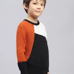Monte Carlo Boys Rust & Black Wool Blend Self Sweater image 3