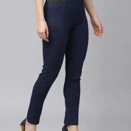 KASSUALLY Blue Cotton Relaxed Fit High Rise Trousers image 3
