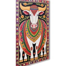 Nestroots Collection of Sacred Indian Cow White Frame Wall Painting - Set of 3 image 3