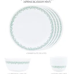 Corelle Multicolor Glass Spring Blossom Mint Mini Dining Set 9 Pcs image 3
