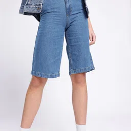 DressBerry Women Urban Vibe Knee Length Denim Jorts-image-45