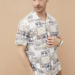Code by Lifestyle Beige Cotton Regular Fit Printed Shirt image 3