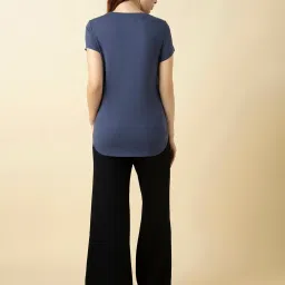 Van Heusen Blue Cotton Relaxed Fit Print Top image 3