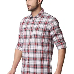 Basics High Risk Red Cotton Slim Fit Checks Shirt image 3