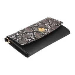 Carlton London Black Textured Small Tri-Fold Wallet for Women image 3