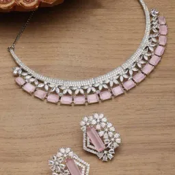 Zeneme Rhodium Plated AD Stone Studded Jewellery Set-picture-10