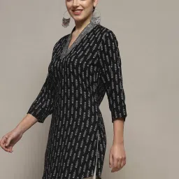 Biba Black Printed A Line Short Kurti image 3