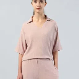 U.S. Polo Assn. Light Pink Relaxed Fit Textured Polo T-Shirt-image-63