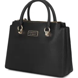 Guess Women Black Textured Satchel Bag image 3